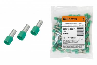 Фотография товара 'Tdm Наконечник-гильза Е16-12 16мм2 с изолированным фланцем SQ0512-0007'