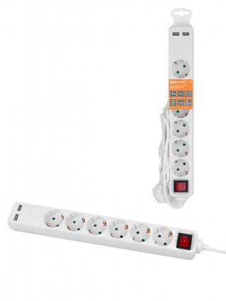 Фотография товара 'Tdm SQ1303-0307 Удлинитель бытовой У06В-USB 6 гнезд, 2USB 2,4А'