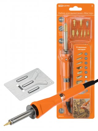 Фотография товара 'Tdm Набор для выжигания "Мастер", паяльник 30 Вт, 230 В, 9 декоративных насадок, подставка, блистер, SQ1025-1001'