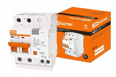 Фотография товара 'Tdm Дифференциальный автомат АД12 2Р 25А 30мА SQ0204-0011'