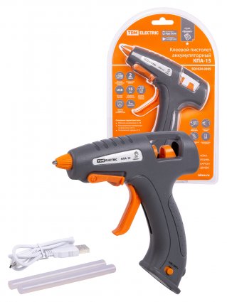 Фотография товара 'Tdm Клеевой пистолет аккумуляторный КПА-15, 7 мм, 3,7 В 2,9 А*ч Li-Ion, USB, 15 Вт, Т=220 С "Гранит", SQ1024-0305'