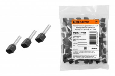 Фотография товара 'Tdm Наконечник штыревой втулочный изолированный (двойной) НШвИ SQ0521-0006'