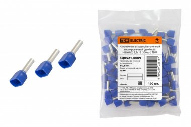 Фотография товара 'Tdm Наконечник штыревой втулочный изолированный (двойной) НШвИ SQ0521-0009'