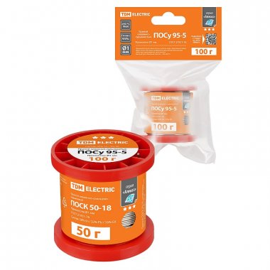 Фотография товара 'Tdm SQ1025-1816 Припой ПОСу 95-5, проволока, ГОСТ 21931-76, ?1 мм, 100 г'