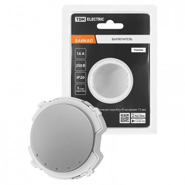 Фотография товара 'Tdm SQ1819-0337 Выключатель 1-кл. 16А 250В сенсорный платина, "Байкал"'