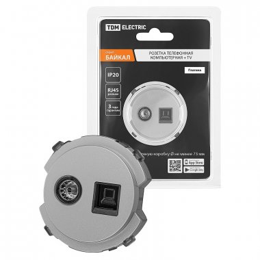 Фотография товара 'Tdm SQ1819-0319 Розетка компьютерная RJ45 + TV розетка оконечная платина, "Байкал"'