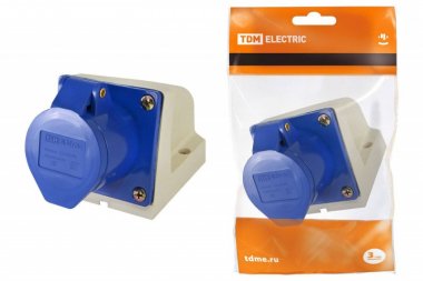 Фотография товара 'Tdm Розетка 133 стационарная 2Р+РЕ 63А 220В IP54 SQ0602-0010'