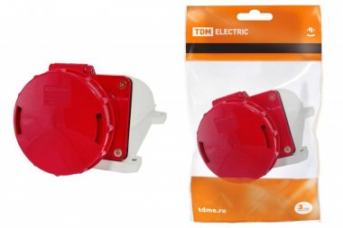 Фотография товара 'Tdm Розетка 134 стационарная 3Р+РЕ 63А 380В IP54 SQ0602-0007'