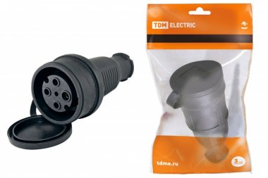 Фотография товара 'Tdm Разъем с заглушкой каучук 3Р+РЕ 32А 380В IP44 SQ0612-0007'