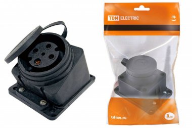 Фотография товара 'Tdm Розетка настенная каучук 3Р+РЕ 32А 380В IP44 SQ0612-0009'