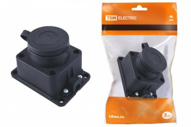 Фотография товара 'Tdm Розетка настенная с заглушкой каучук 2Р+РЕ 16А 250В IP44 SQ0612-0003'