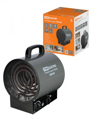 Фотография товара 'Tdm Тепловая пушка ТПК-БО, 3 кВт, круглый корпус, терморегулятор, SQ2520-0108'
