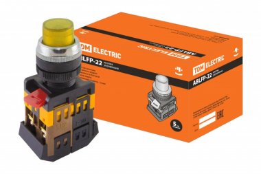 Фотография товара 'Tdm Кнопка ABLFP-22 желтый d22мм неон/230В SQ0704-0031'