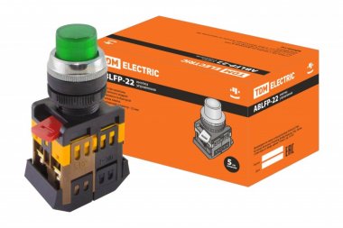 Фотография товара 'Tdm Кнопка ABLFP-22 зеленый d22мм неон/230В 1з+1р SQ0704-0006'