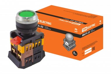 Фотография товара 'Tdm Кнопка ABLFS-22 зеленый d22мм неон/230В 1з+1р SQ0704-0009'