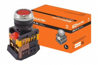 Фотография товара 'Tdm Кнопка ABLFS-22 красный d22мм неон/230В 1з+1р SQ0704-0008'