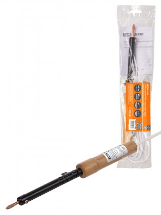 Фотография товара 'Tdm Паяльник ПД-40, ЭПСН, мощность 40 Вт, 230 В, деревянная ручка, плоское жало, "Гранит", SQ1025-0402'