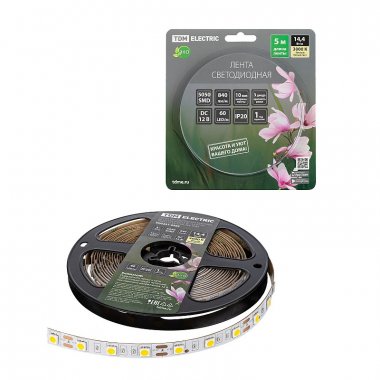 Фотография товара 'Tdm SQ0331-0369 Лента светодиодная SMD5050-60 LED/м-IP20-12 В-14,4 Вт/м-3000 К'