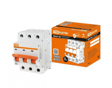Фотография товара 'Tdm Автоматический выключатель ВА47-60 3Р 50А 6кА х-ка D SQ0223-0178'