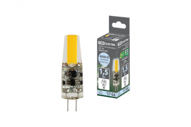 Фотография товара 'Tdm Лампа светодиодная G4-1,5 Вт-AC/DC 12 В-4000 К, COB, 9,5х36 мм SQ0340-0091'