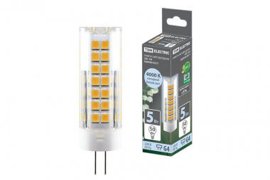 Фотография товара 'Tdm Лампа светодиодная G4-5 Вт-230 В-4000 К, SMD, 16x55 мм SQ0340-0217'