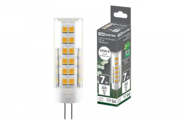 Фотография товара 'Tdm Лампа светодиодная G4-7 Вт-230 В-6500 К, SMD, 18,5x57 мм SQ0340-0221'