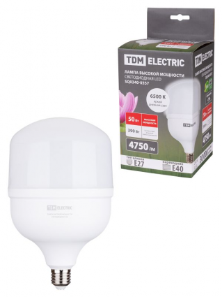 Фотография товара 'Tdm Лампа светодиодная T 50 Вт, 230 В, 6500 К, E27 (140x225 мм) SQ0340-0357'