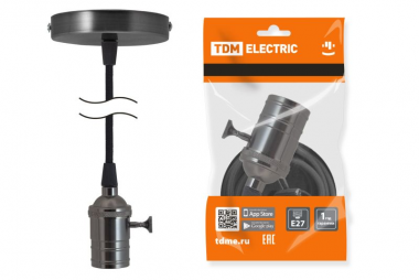 Фотография товара 'Tdm Патрон Е27 с выключателем с подвесом 1 м, металлический Лофт SQ0335-0073'