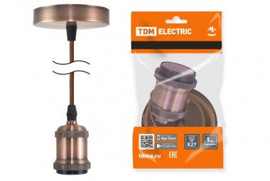 Фотография товара 'Tdm Патрон Е27 с подвесом 1 м, металлический Лофт SQ0335-0072'