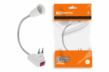 Фотография товара 'Tdm Переходник вилка-Е27 гибкий 300мм с выключателем SQ0335-1011'