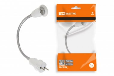 Фотография товара 'Tdm Переходник вилка-Е27 гибкий 300мм SQ0335-1010'