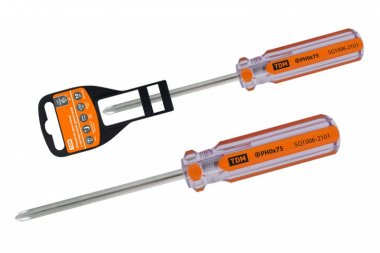 Фотография товара 'Tdm Отвертка крестовая, прозрачная рукоятка, углеродистая сталь, тип PH1 x 75 мм, серия Гранит SQ1006-2103'