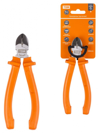 Фотография товара 'Tdm Бокорезы (кусачки), с пластиковыми рукоятками, углеродистая сталь, Гранит SQ1009-0301'