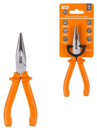 Фотография товара 'Tdm Длинногубцы (тонкогубцы), с пластиковыми рукоятками, углеродистая сталь, Гранит SQ1009-0201'