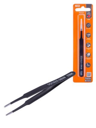 Фотография товара 'Tdm Пинцет прямой 120 мм, плоское жало 3 мм, нерж., антистатич. покр., Рубин SQ1025-0808'