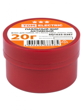 Фотография товара 'Tdm Флюс для пайки, паяльный жир активный, 20 г, банка, серия Алмаз SQ1025-0387'