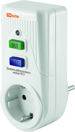 Фотография товара 'Tdm Устройство защитного отключения УЗО-Р-IP40-16-30 (в розетку) 16А 30мА IP40 SQ1512-0002'