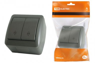 Фотография товара 'Tdm Выключатель на 2 направления 2-кл. открытой установки IP44 10А Селигер SQ1818-0112'