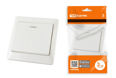 Фотография товара 'Tdm Выключатель 1 кл. с подсветкой 10А Ильмень SQ1823-0003'