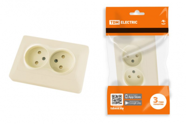 Фотография товара 'Tdm Розетка двойная 2П с защ. шт. 10А 250В Ильмень SQ1823-0115'