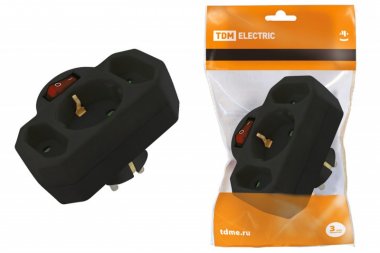 Фотография товара 'Tdm Блок на 3 гнезда с выключателем с индикацией: 1x2П+3 16А+2х2П 2,5А SQ1806-0202'