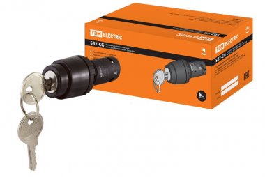 Фотография товара 'Tdm Переключатель с ключом на 2 положения с фиксацией SB7-CG25 SQ0746-0073'