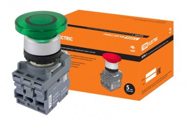 Фотография товара 'Tdm Кнопка грибовидная МРМ1-11G(LED) в сборе d40мм/24B SQ0747-0032'