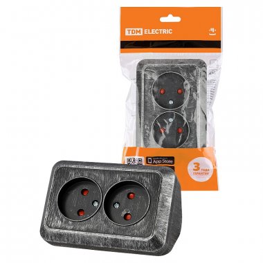 Фотография товара 'Tdm SQ1801-0389 Розетка угловая двойная 2П открытой установки с з/ш IP20 250В 10А'