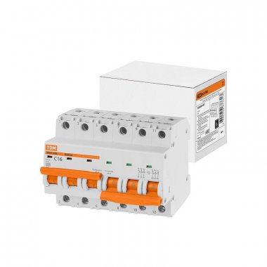 Фотография товара 'Tdm SQ0206-0407 Авт. выкл. с мех. блок. (байпас) ВА47-29Б 3Р+3Р 16А 4,5кА х-ка C'