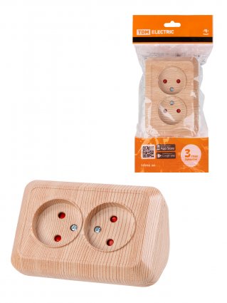 Фотография товара 'Tdm Розетка угловая двойная 2П открытой установки с защитными шторками IP20 250В 10А, SQ1801-0442'