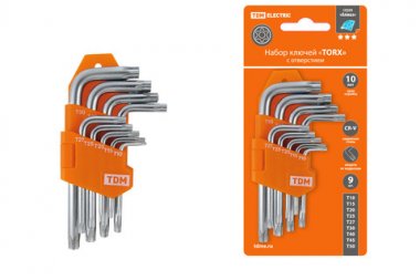 Фотография товара 'Tdm Набор ключей "TORX" с отверстием SQ1021-0102'