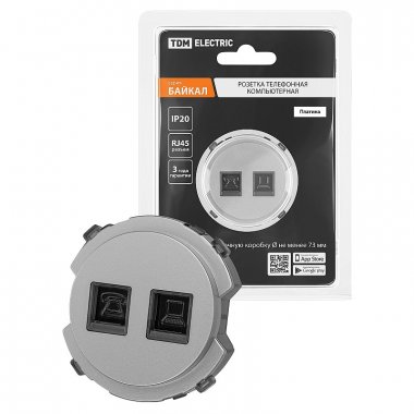 Фотография товара 'Tdm SQ1819-0317 Розетка телефонная RJ11 + компьютерная RJ45 платина, "Байкал"'