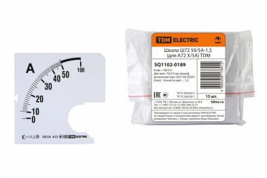 Фотография товара 'Tdm Шкала Ш72 50/5А-1,5 (для А72 Х/5А) SQ1102-0189'
