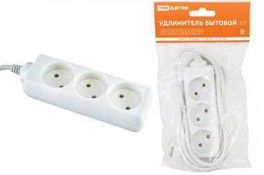 Фотография товара 'Tdm Удлинитель бытовой У3 3 гнезда SQ1303-0201'